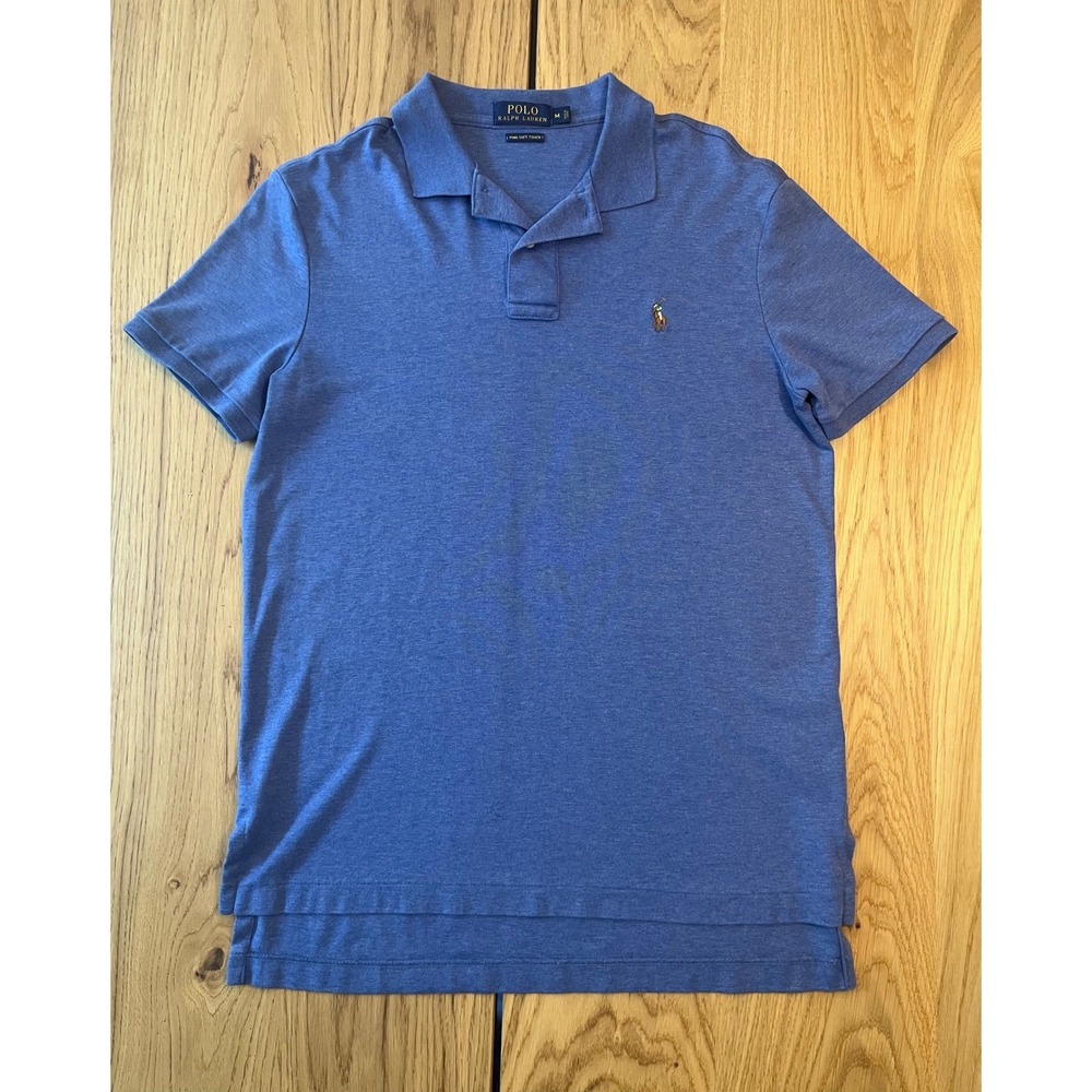 Polo Ralph Lauren Pima Soft Touch Polo Shirt Mens Size M Blue Heather Preppy
